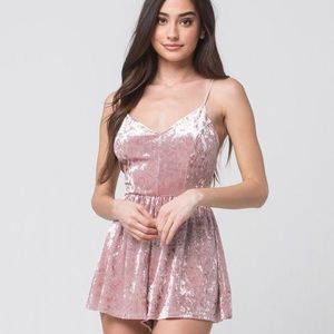 Urban Outfitters Pink Velvet Romper Dress